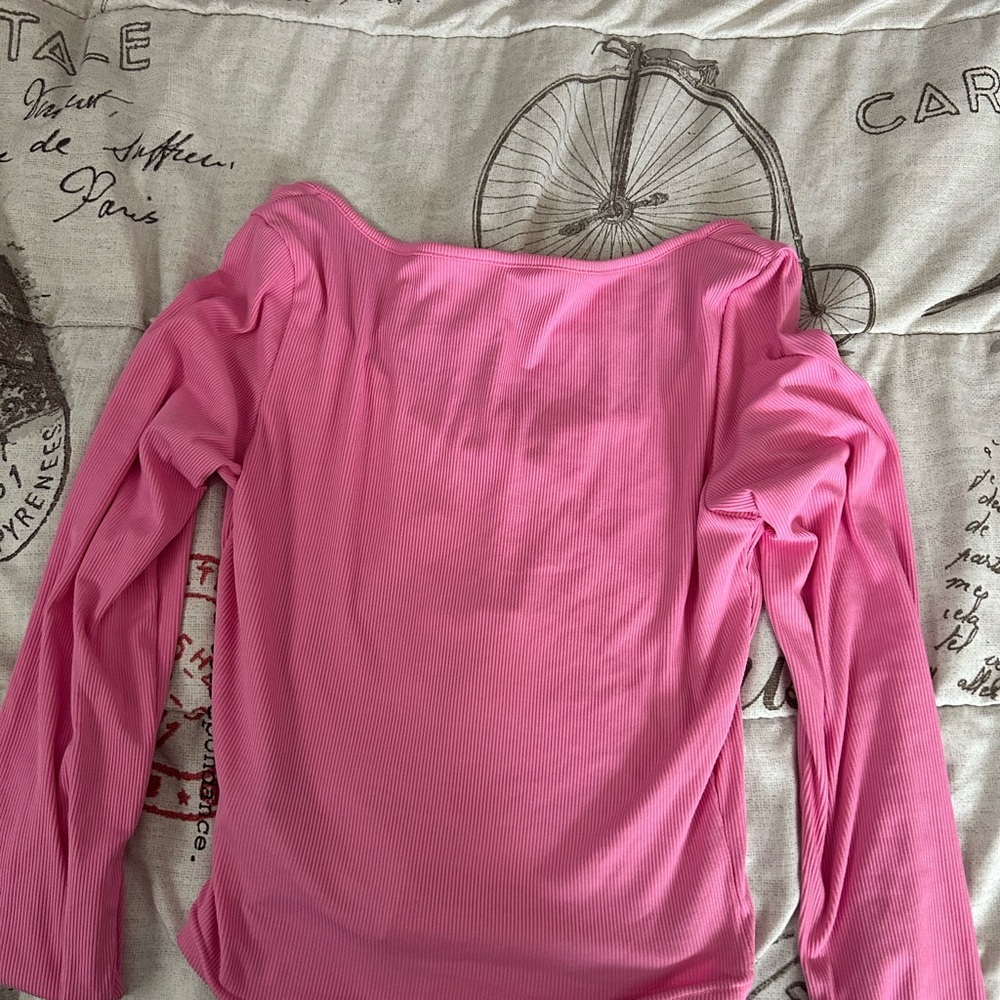 Pink Ribbed Women's Top - Picture 2 of 3